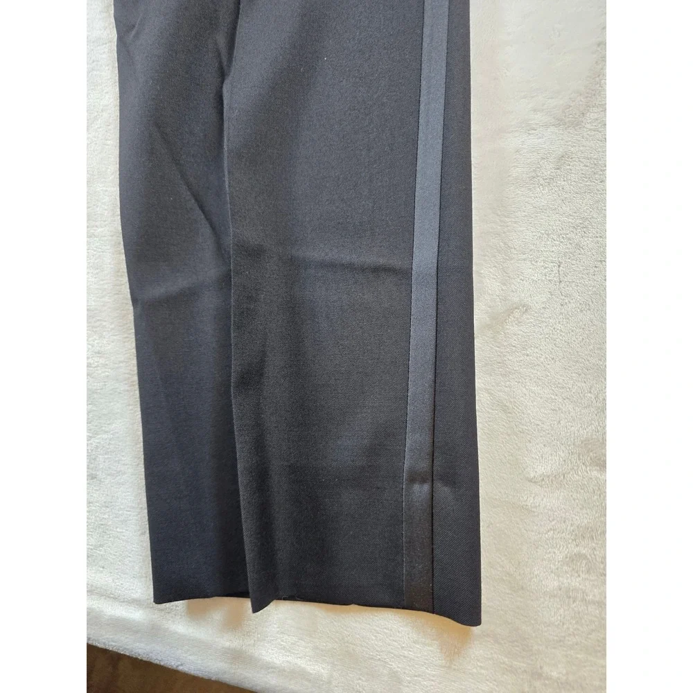JoS A Bank Tuxedo Suit Men 46R 2 Piece Pants 42x31 Black 100% Wool Peak Lapel